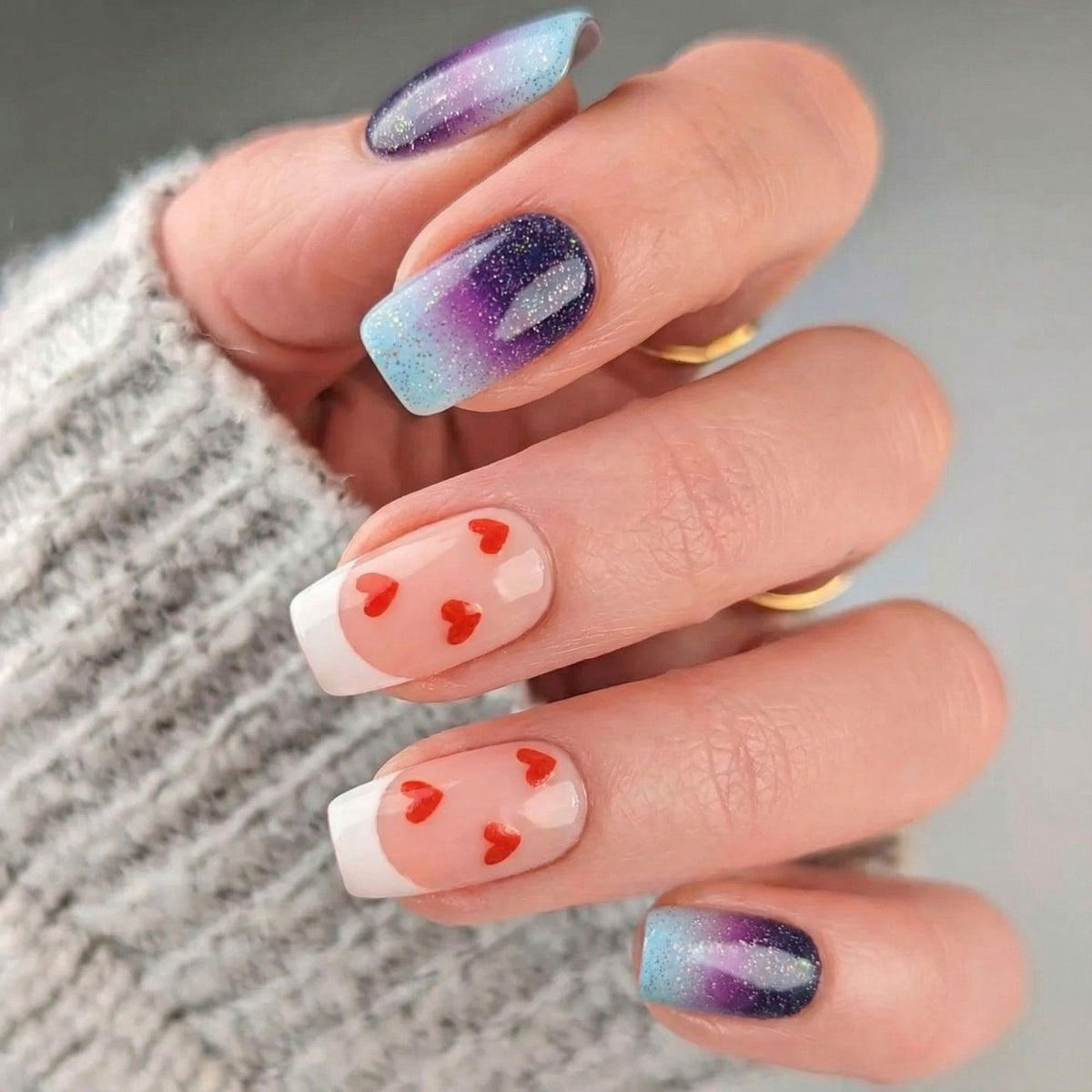Nail Art Set with Romantic Heart Design Acalora