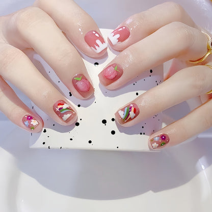 Artificial nails with cheerful flower designs Acalora