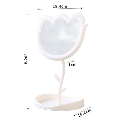 Floral-Themed Tabletop Vanity Mirror