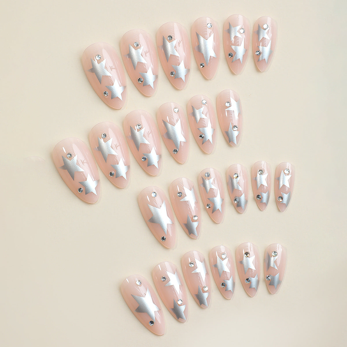 Decorative Press-On Nail Art Set with Star Designs Acalora
