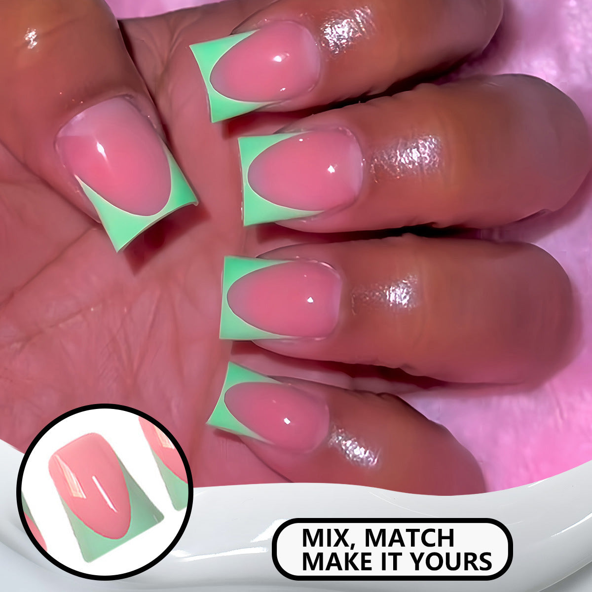 Stylish French Tip Press-On Nails with Customizable Design Acalora