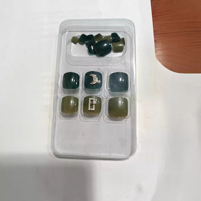 Decorative Press-On Nail Set with Gemstone Accents Acalora