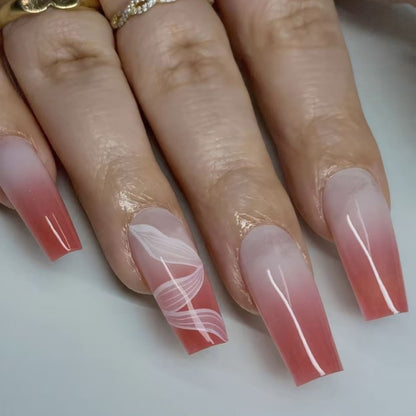 Art nails with elegant ombre and floral pattern Acalora