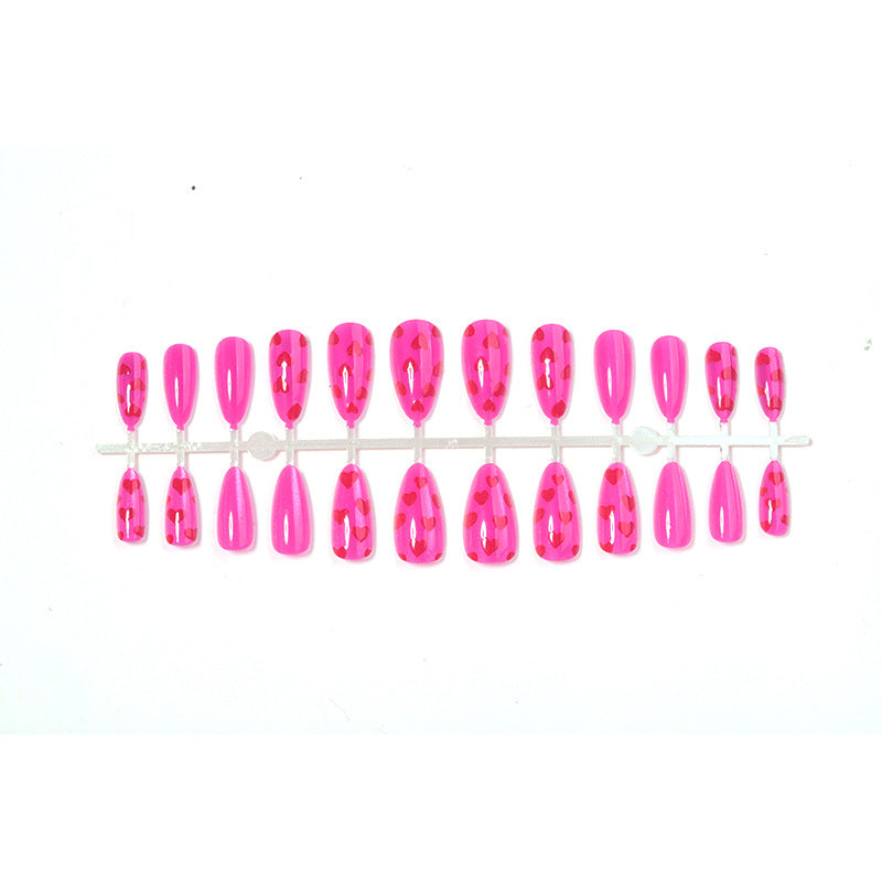 Decorative Press-On Nail Art Set with Heart Patterns Acalora
