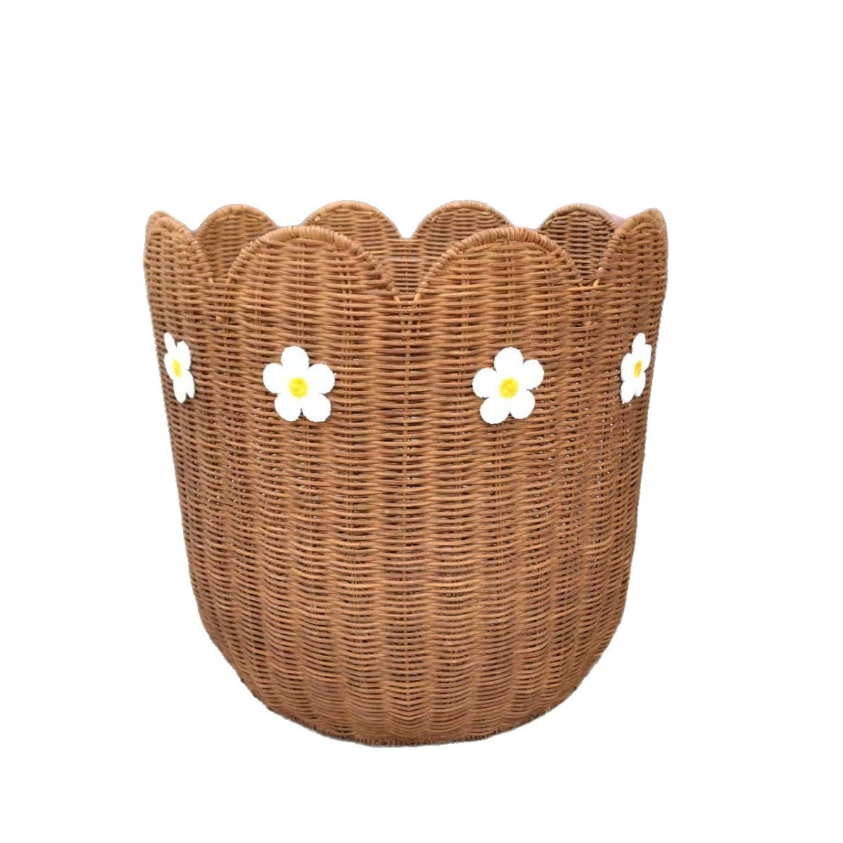 Rattan basket with flower motif Acalora