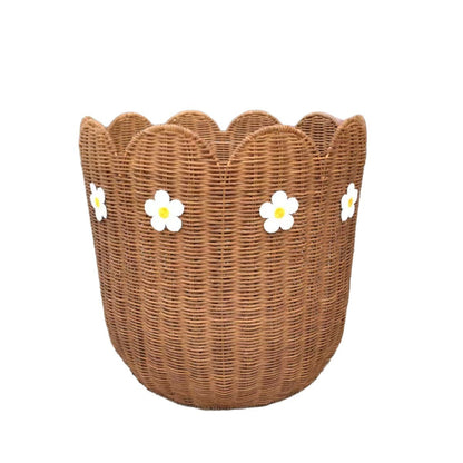 Rattan basket with flower motif Acalora