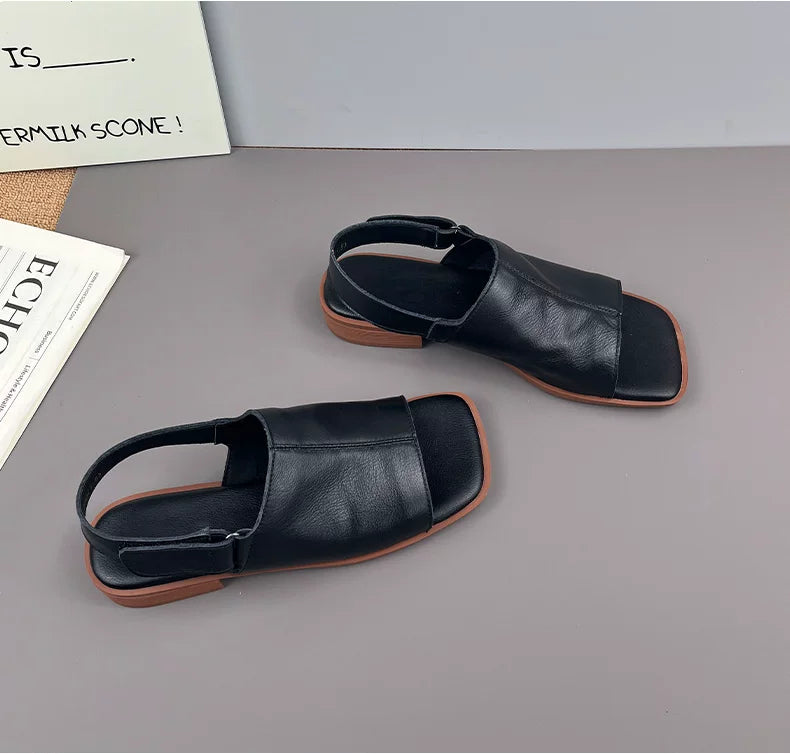 Skanto | Simple Leather Sandals with Soft Footbed