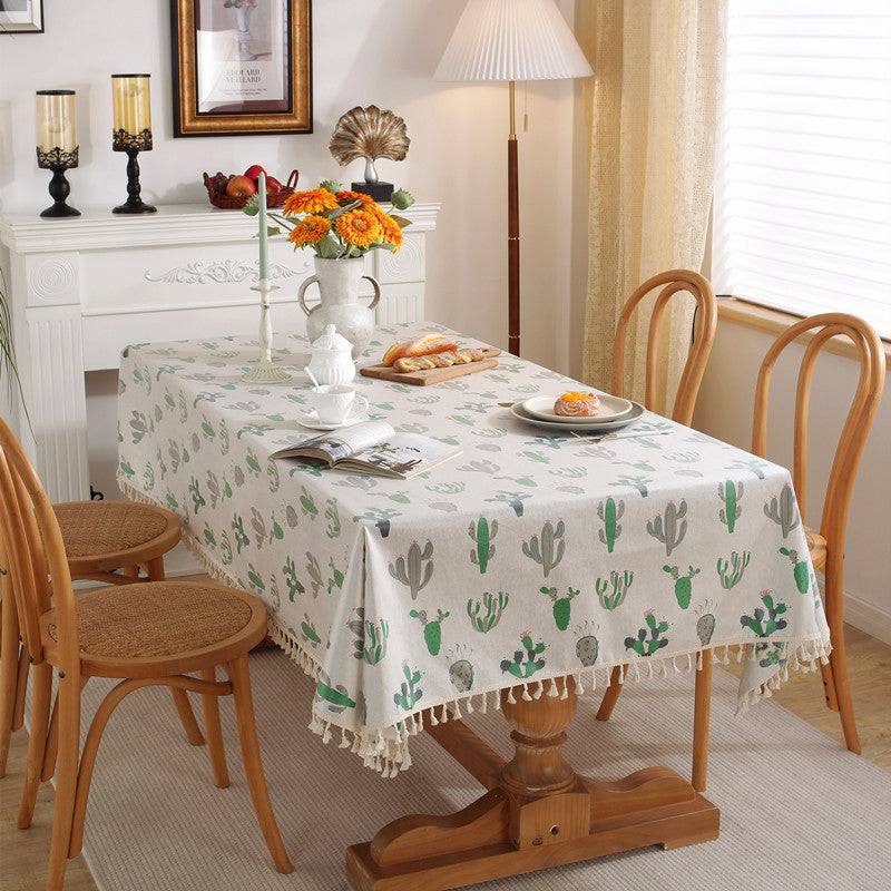 Decorative Cactus Print Tablecloth