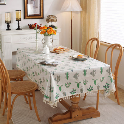 Decorative Cactus Print Tablecloth
