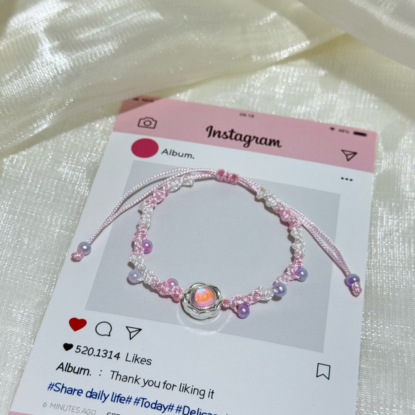 Adjustable Floral Charm Bracelet Acalora