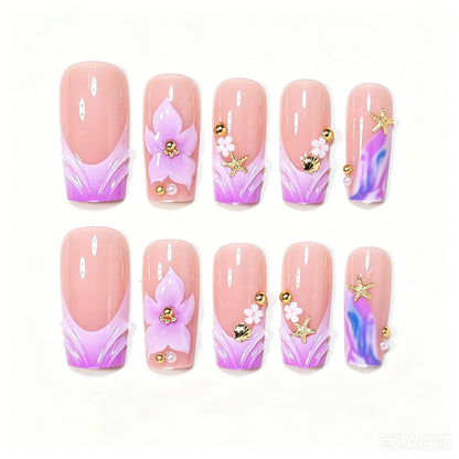 Decorative Floral Acrylic Nail Art Tips Acalora