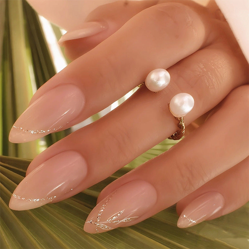 Elegant Stiletto Press-On Nail Set with Pearl Accent Designs Acalora