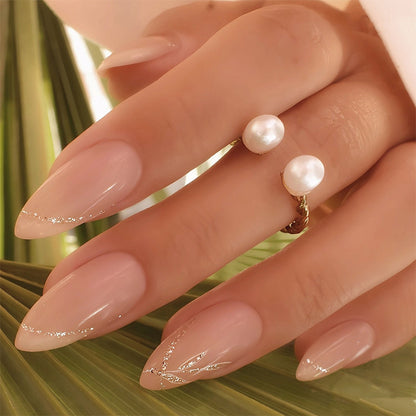 Elegant Stiletto Press-On Nail Set with Pearl Accent Designs Acalora