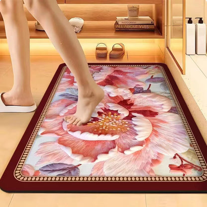 Floral-Embossed Memory Foam Bath Mat
