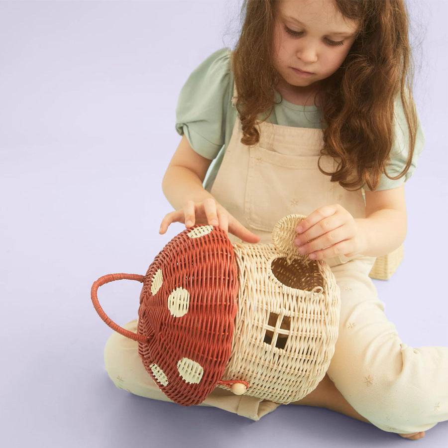 Fun Mushroom-Shaped Woven Storage Basket Acalora