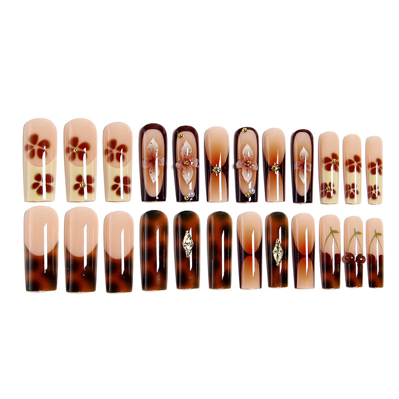 Artificial nails with creative 3D flower design and glitter accents Acalora