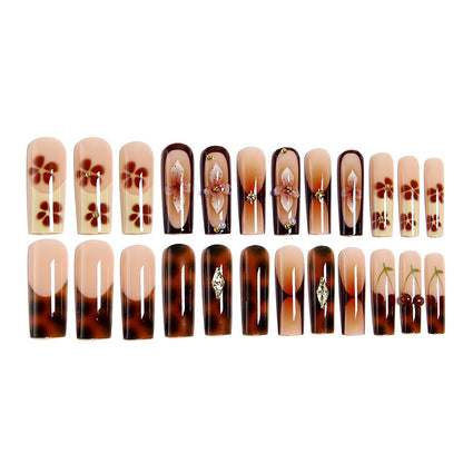 Artificial nails with creative 3D flower design and glitter accents Acalora