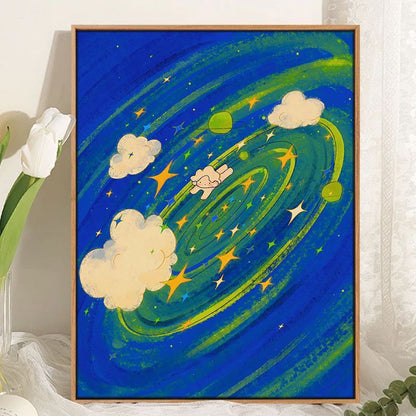 Whimsical Cosmic Landscape Canvas Art