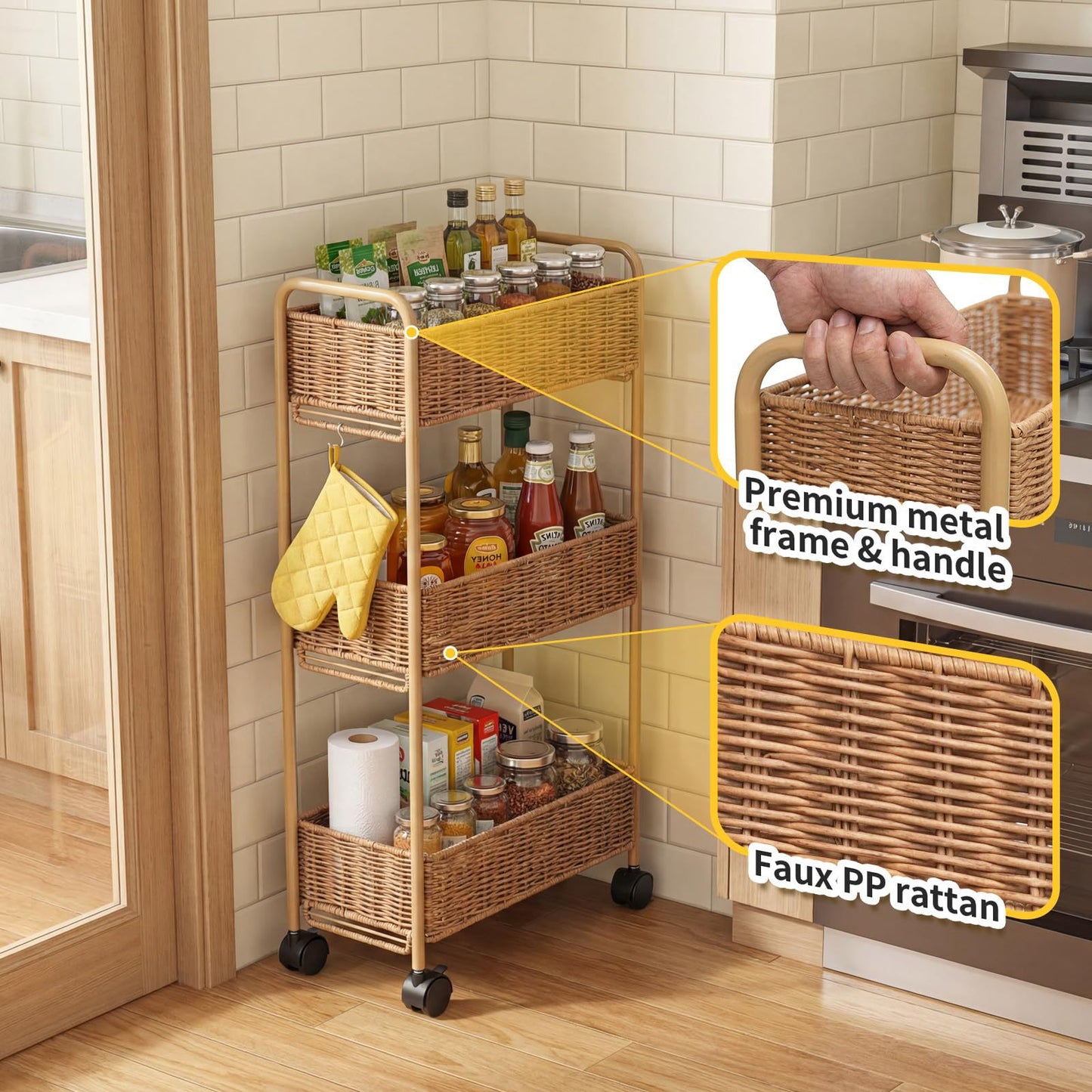 Elegant Storage Basket Made of Natural Rattan Acalora
