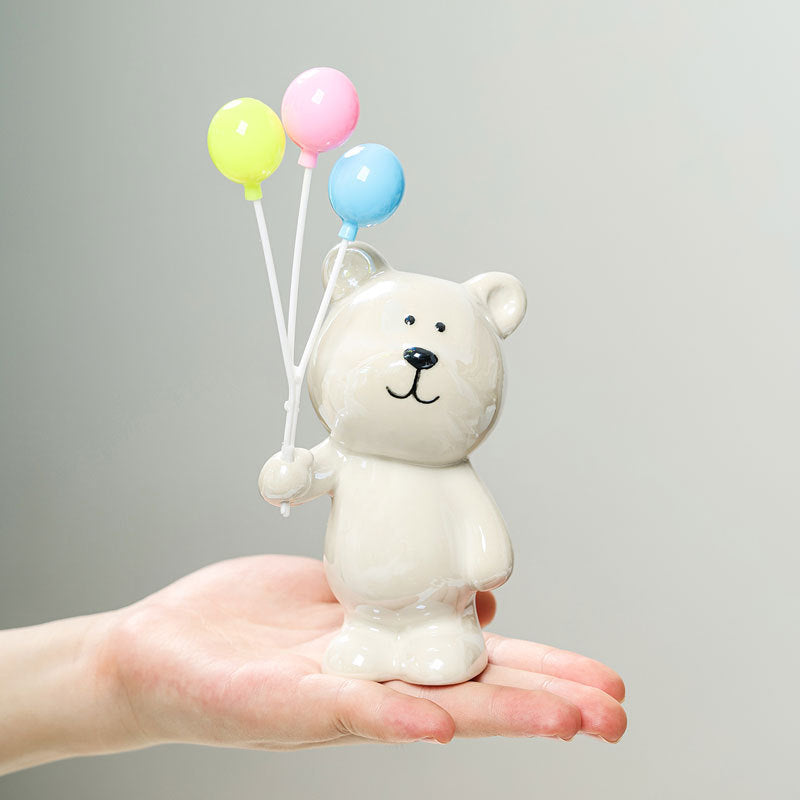 Cute ceramic bear figurine with balloons Acalora