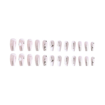 Acrylic nail set with elegant 3D flower and glitter decorations Acalora