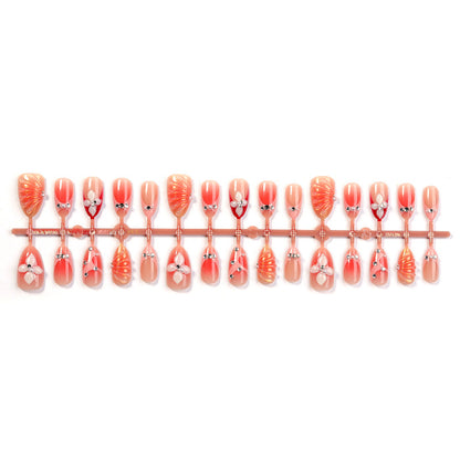 Press-On Nail Art Set with Floral and Gem Accents Acalora