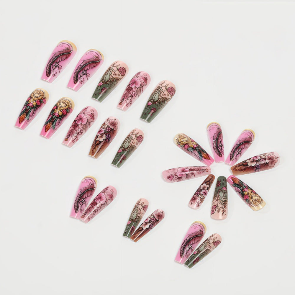 Artificial nails in floral and elegant design Acalora
