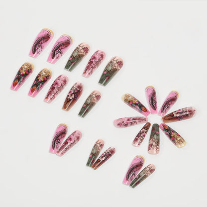 Artificial nails in floral and elegant design Acalora