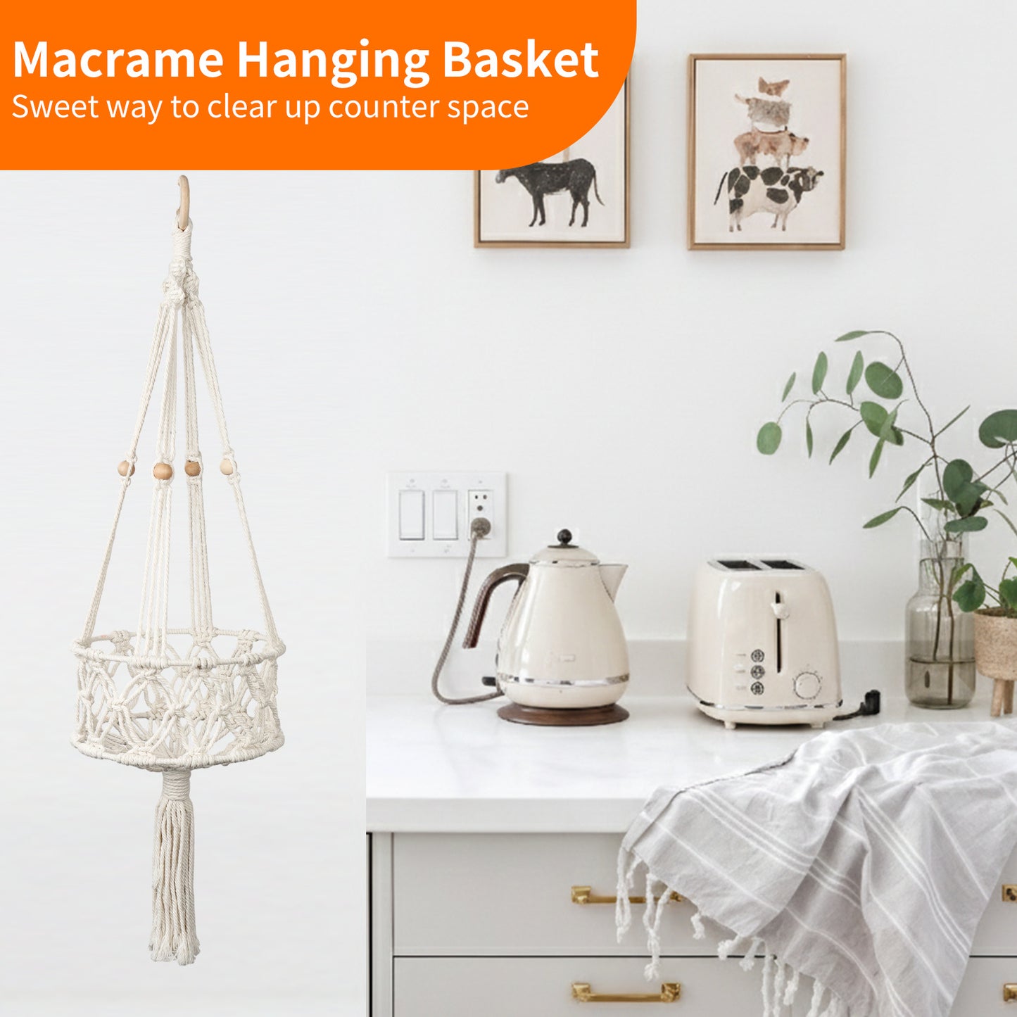 Hanging Plant Macrame Basket Acalora