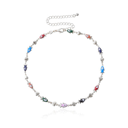 Enamel Fish Charm Necklace Acalora
