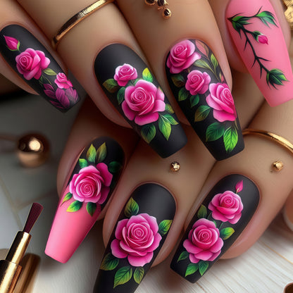 Artistic Rose Nail Tips Acalora