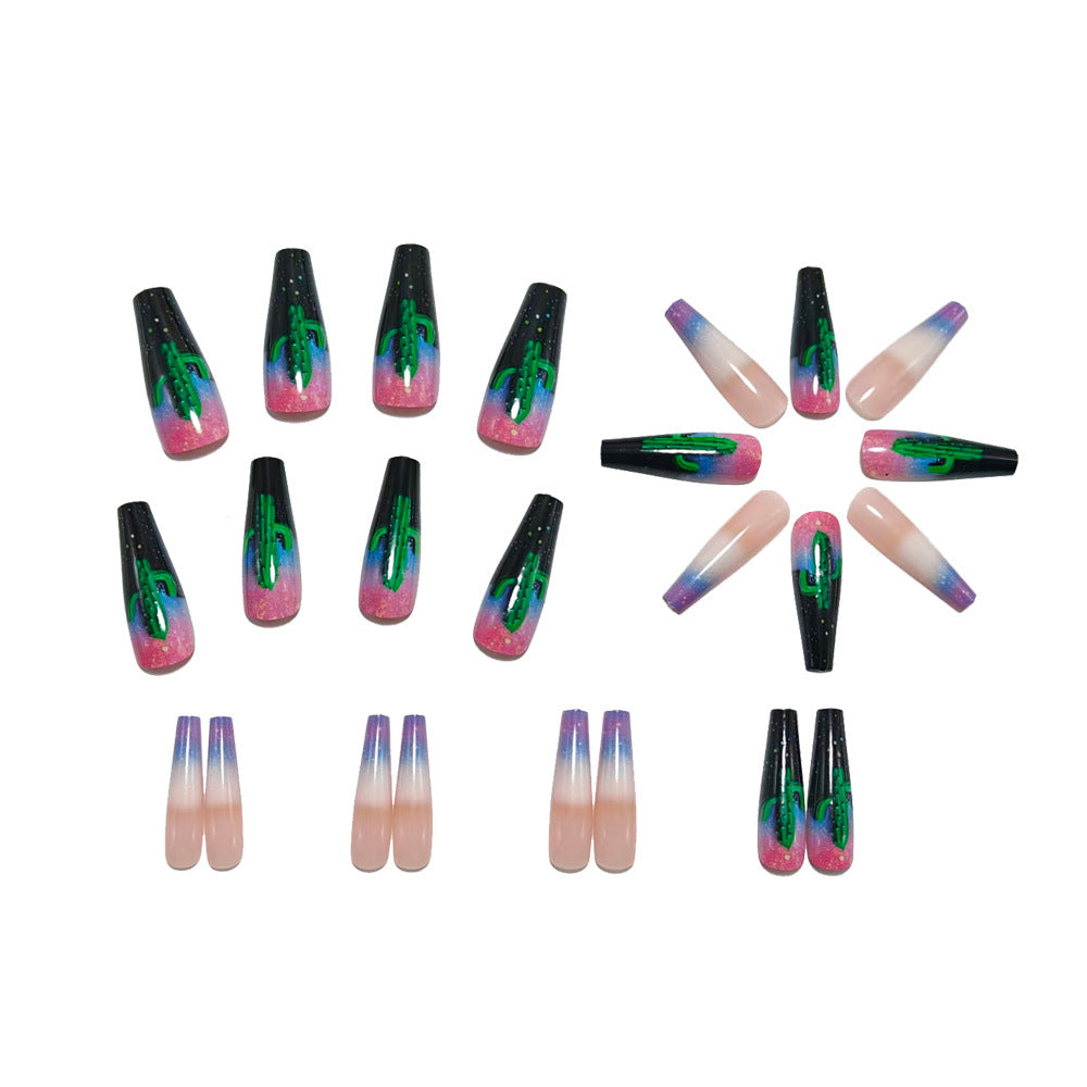 Artificial nails with 3D cactus design Acalora