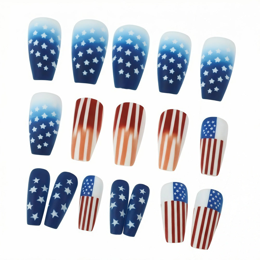 Patriotic design artificial nails Acalora
