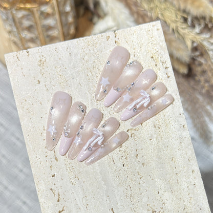 Elegant Starry Inspired Press-On Nail Art Set Acalora
