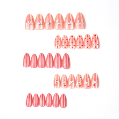 Heart-Themed Artistic Press-On Nail Set Acalora