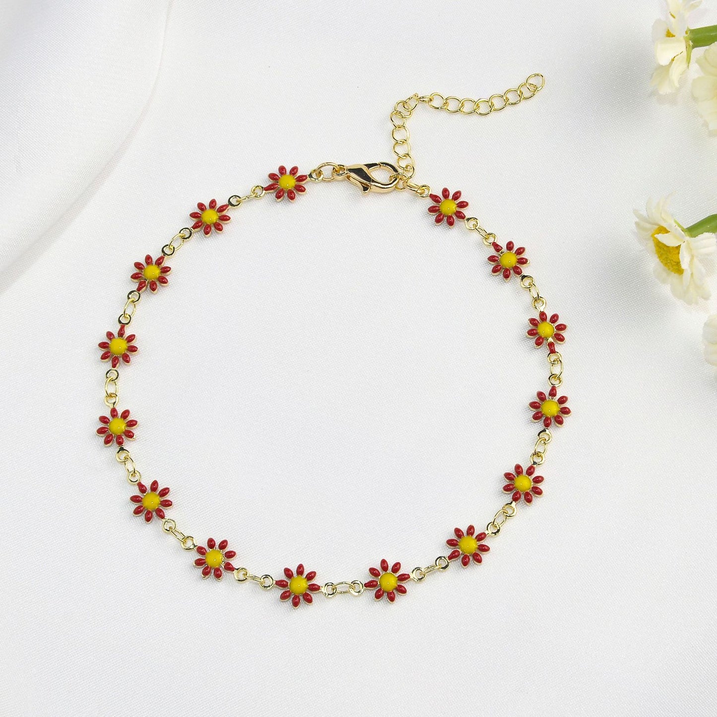 Colorful Floral Chain Bracelet Acalora
