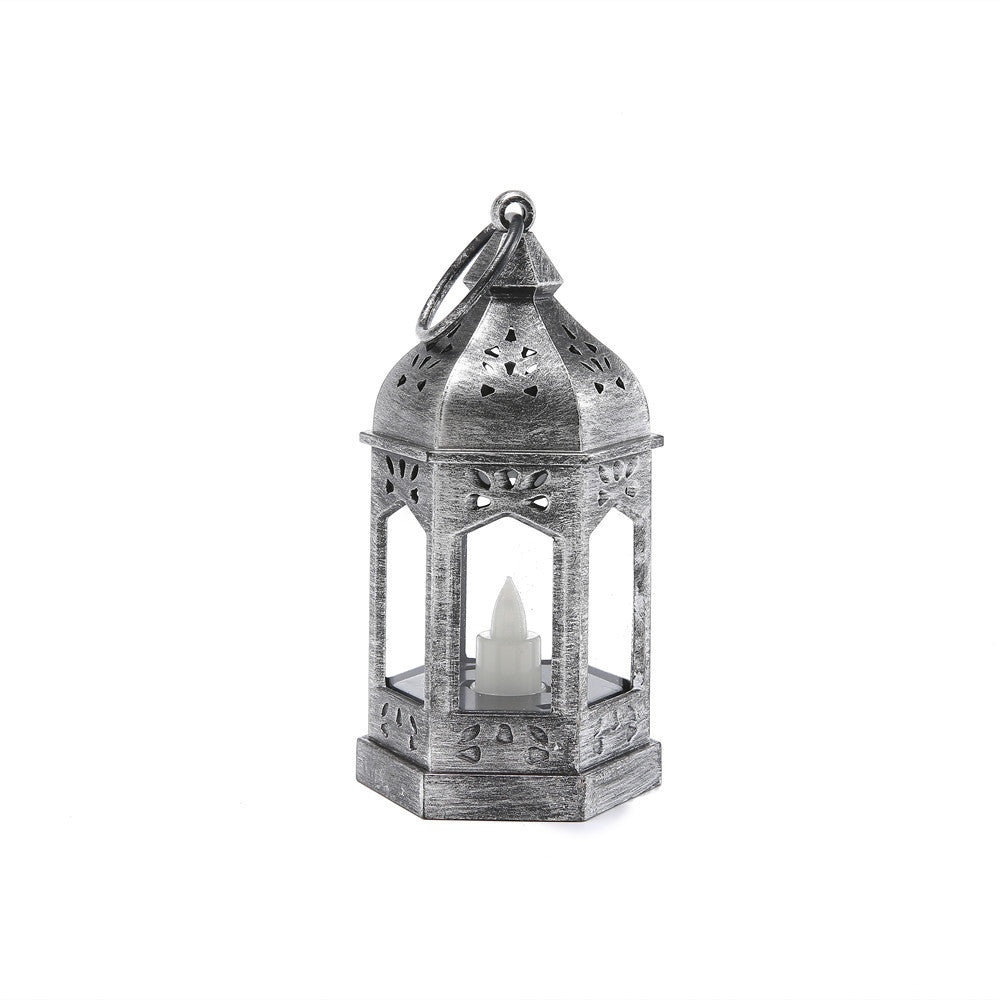 Moroccan Style Hexagonal Metal LED Lantern Acalora