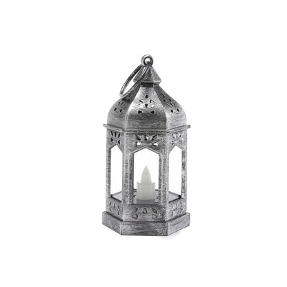 Moroccan Style Hexagonal Metal LED Lantern Acalora