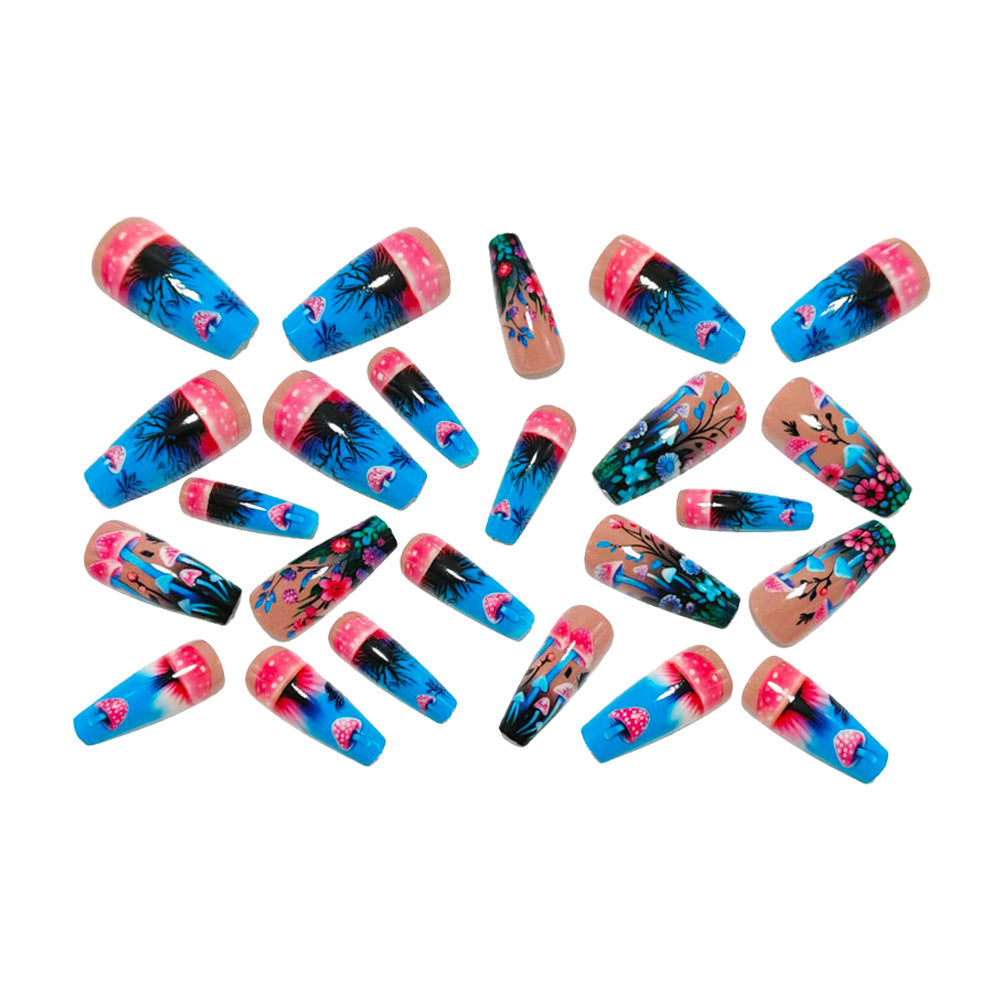 Creative flower and mushroom design artificial nails Acalora