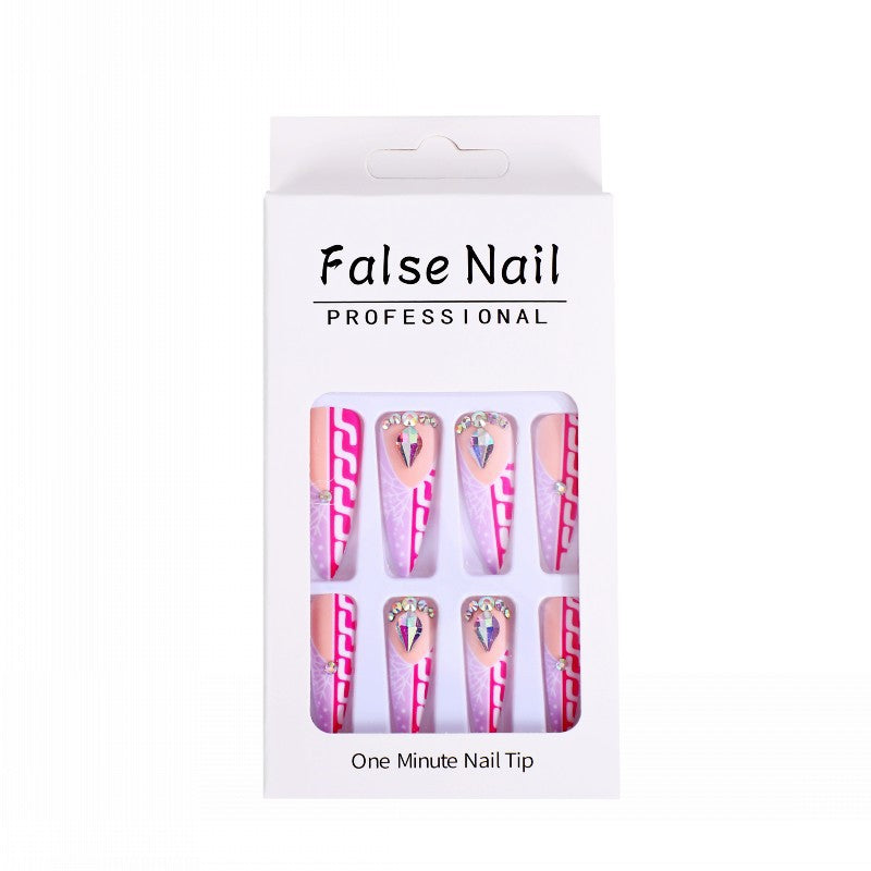 Creative Stiletto Art Nails with Geometric Patterns Acalora