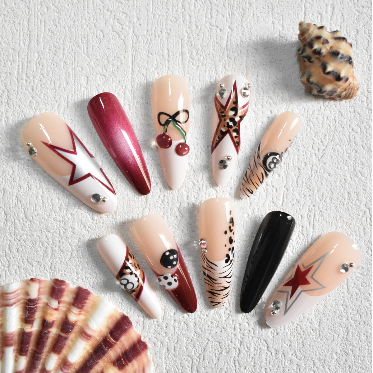 Artistic Stiletto Press-On Nails with Unique Designs Acalora