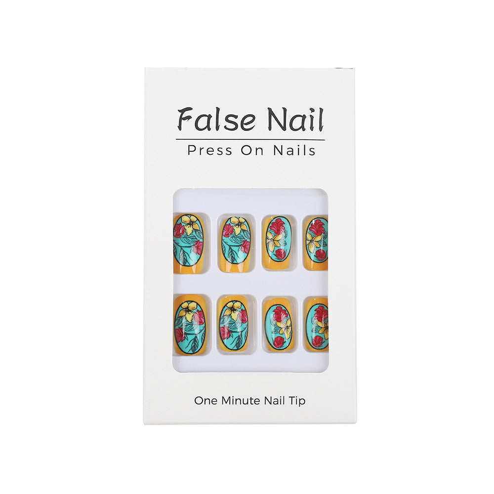 Handmade art nails in floral design Acalora