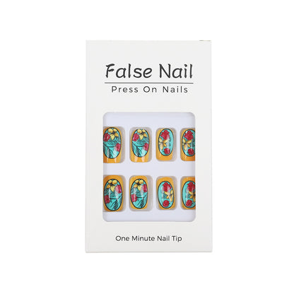 Handmade art nails in floral design Acalora