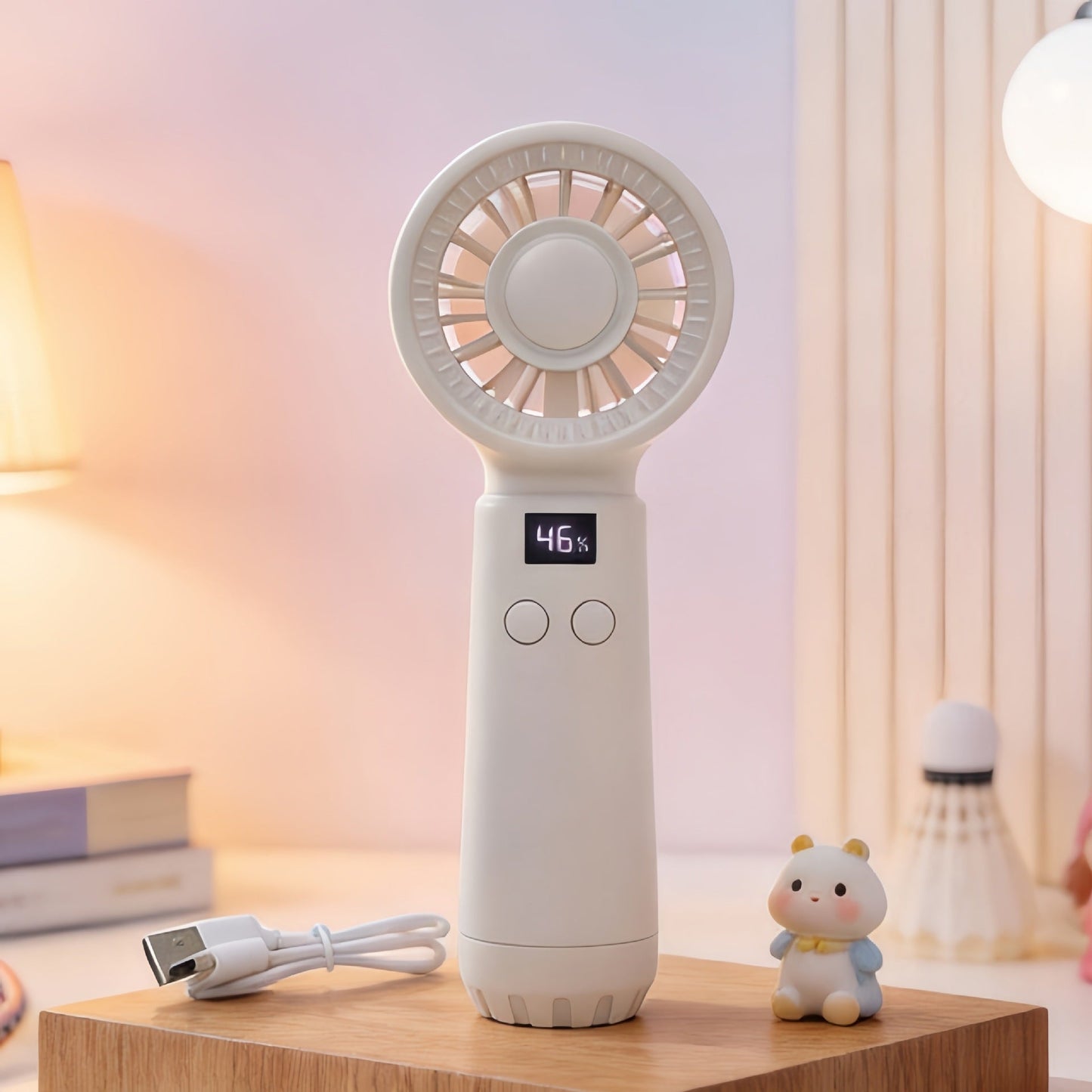 Women's Portable USB Handheld Fan with LED Display and Adjustable Speeds Skanto