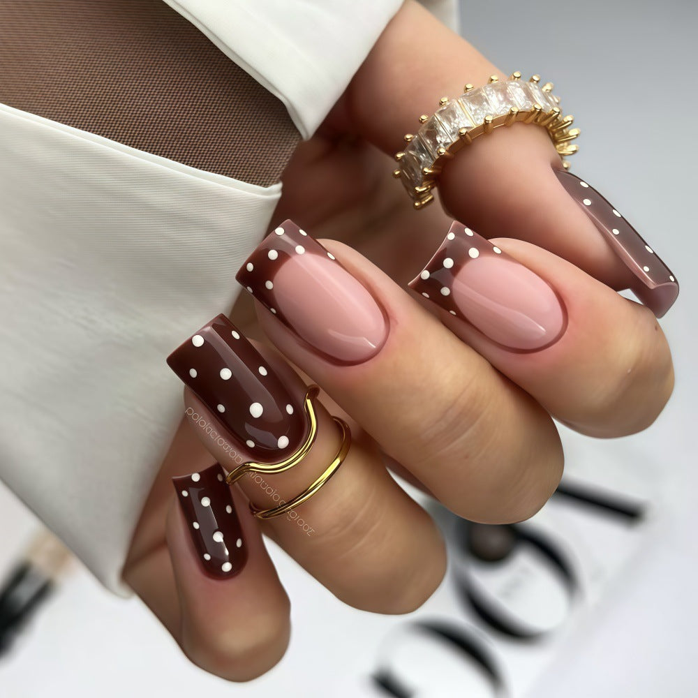 Stylish dotted pattern artificial nails Acalora