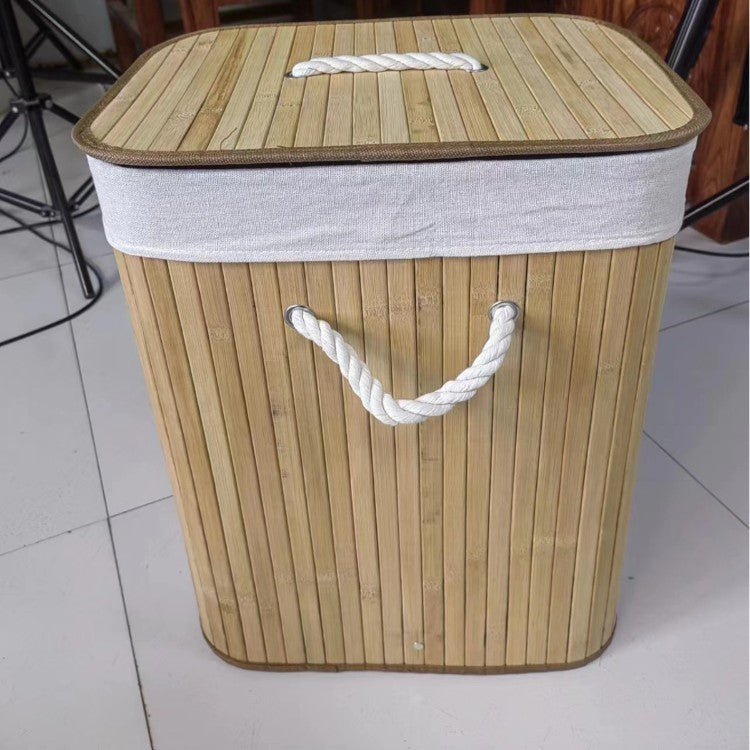 Elegant Laundry Basket Made of Bamboo with Practical Lid Acalora