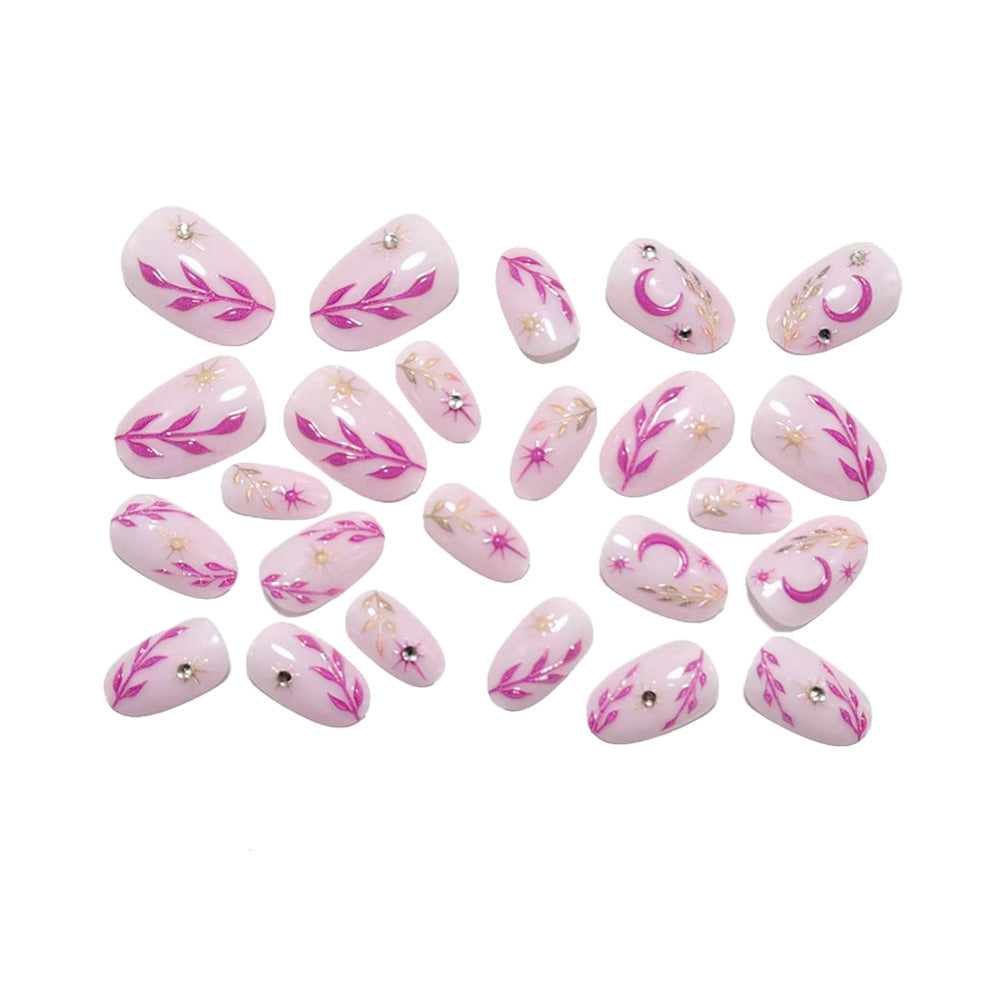 Artificial nails with floral 3D design and glitter accents Acalora
