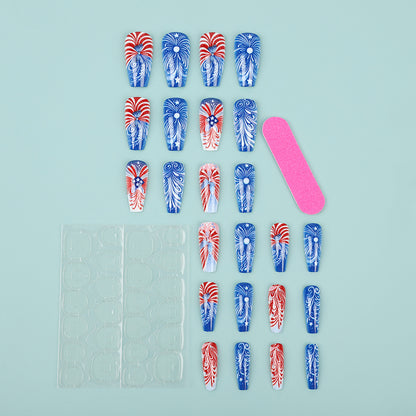 Creative acrylic nails with patriotic patterns Acalora