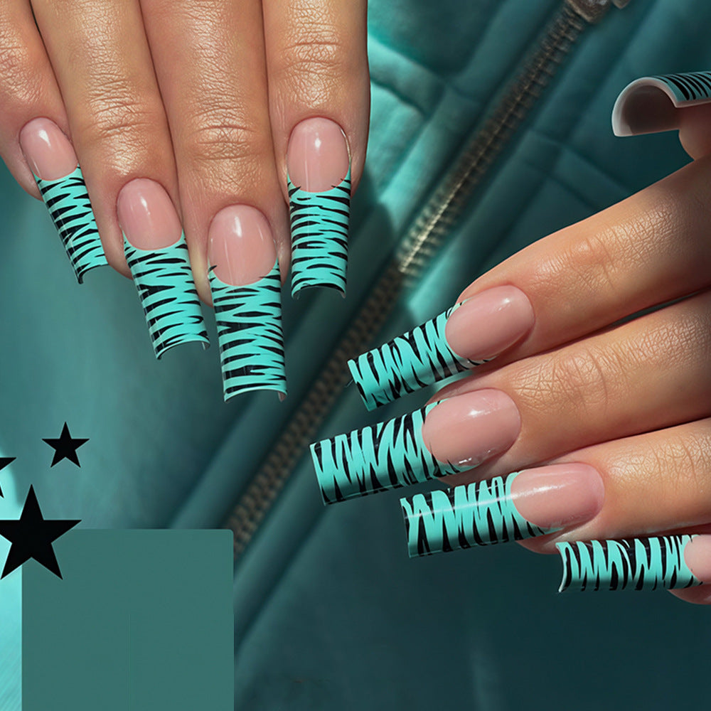 Artistic Long French Tip Nail Art Wraps Acalora
