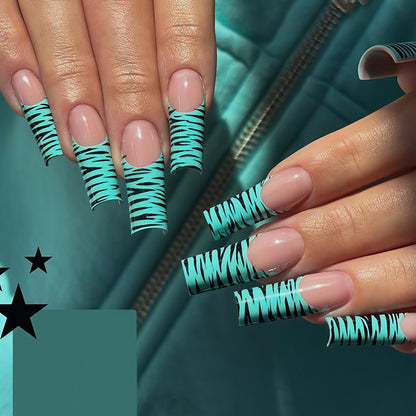Artistic Long French Tip Nail Art Wraps Acalora
